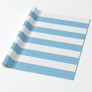 Papier Cadeau Grandes bandes bleu clair et blanc