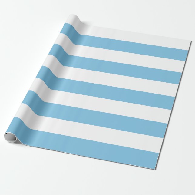 Papier Cadeau Grandes bandes bleu clair et blanc (Déroulé)