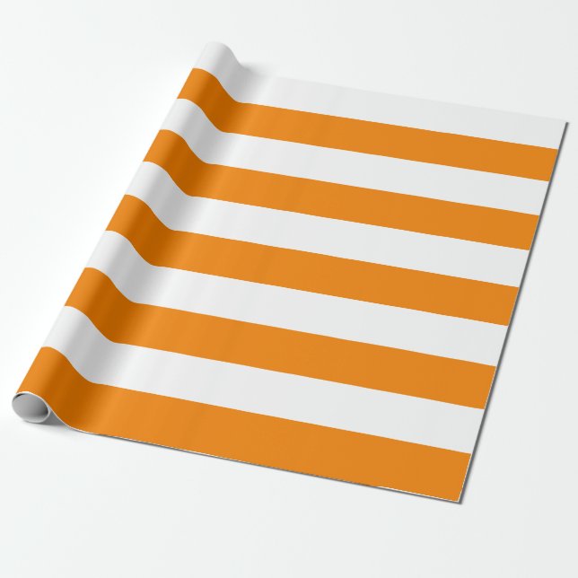 Papier Cadeau Grandes bandes orange et blanche (Déroulé)