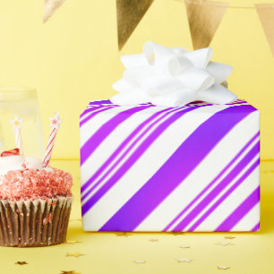 Papier Cadeau Grandes bandes violettes et blanches