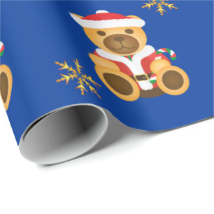 Papier Cadeau Grandes Etoiles de Noël des Nounours et des Parti