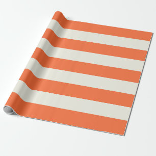 Papier Cadeau Grandes frises à la crème orange et blanche