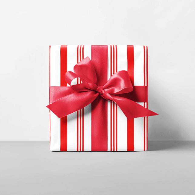 Papier Cadeau Grandes rayures de canne à bonbon (Big Candy Cane Stripes Wrapping Paper)