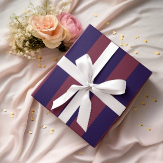 Papier Cadeau Grandes rayures verticales navy et burgundy