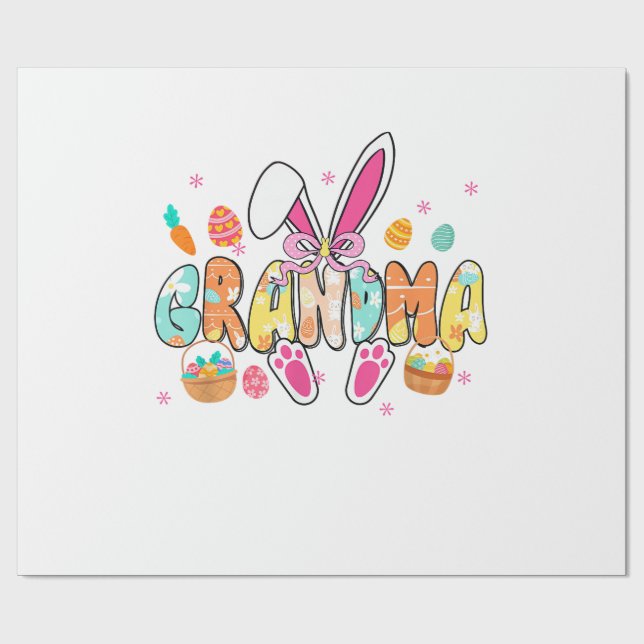 Papier Cadeau Grandma Easter Grandma Coquette Bunny Ears Eggs Ba (Plat)