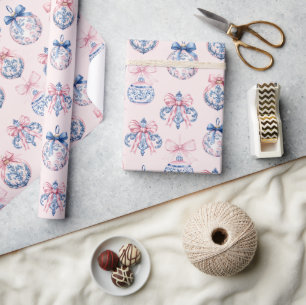 Papier Cadeau Grandmillentenaire Coquette Rose & Bleu Ornements 