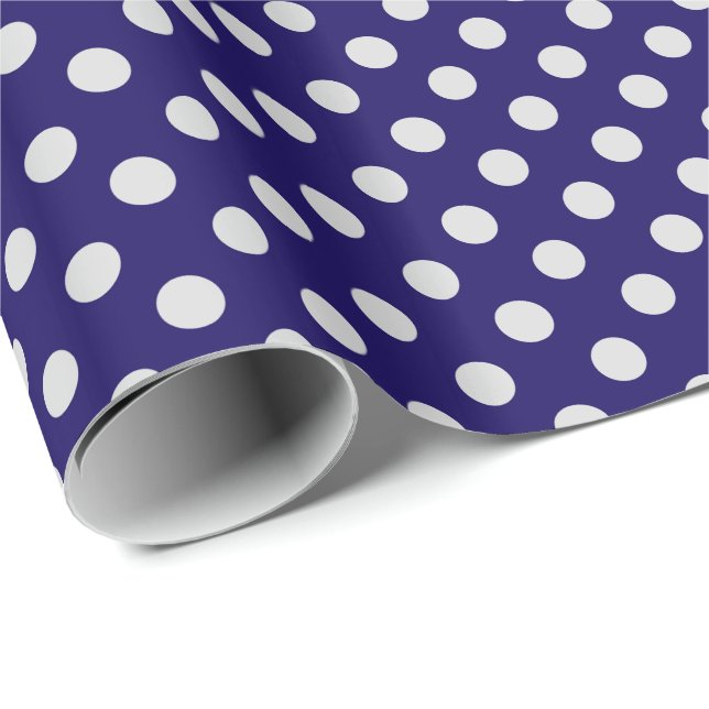 Papier Cadeau Grands points rétro - gris et marine (Coin rond)