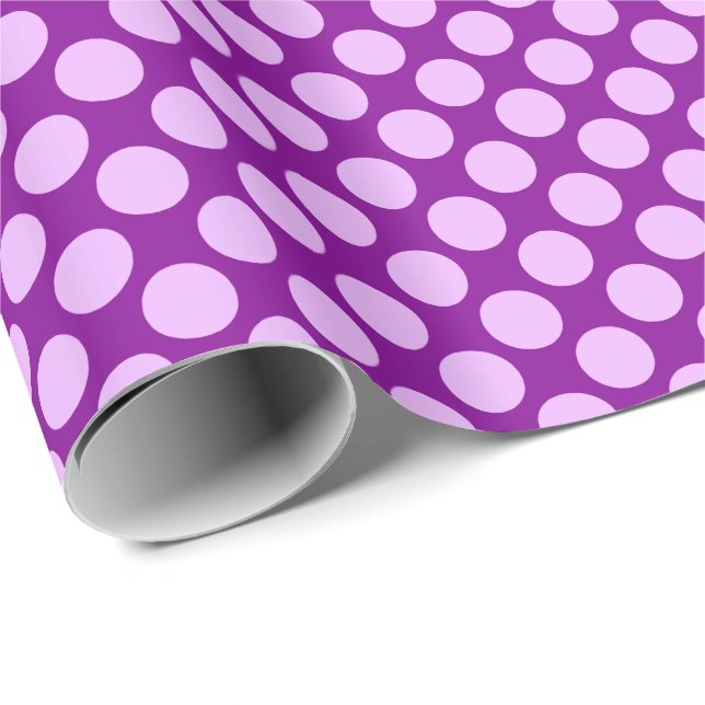Papier Cadeau Grands points rétro - orchidée et violette (Coin rond)