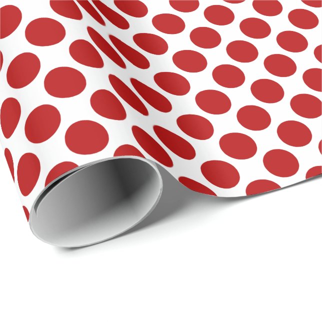 Papier Cadeau Grands points rétro - rouge et blanc (Coin rond)