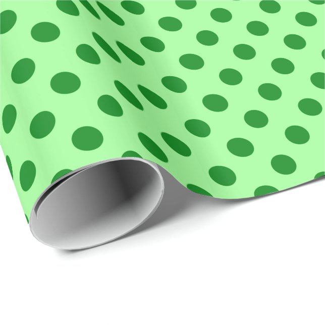 Papier Cadeau Grands points rétro - vert émeraude et menthe (Coin rond)