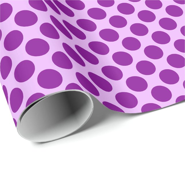 Papier Cadeau Grands points rétro - violet et orchidée (Coin rond)