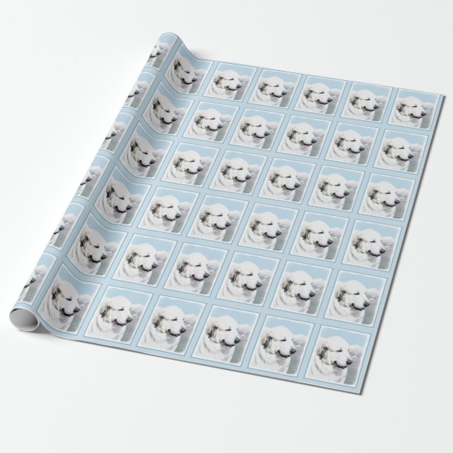 Papier Cadeau Grands Pyrénées peignant - art original de chien (Déroulé)