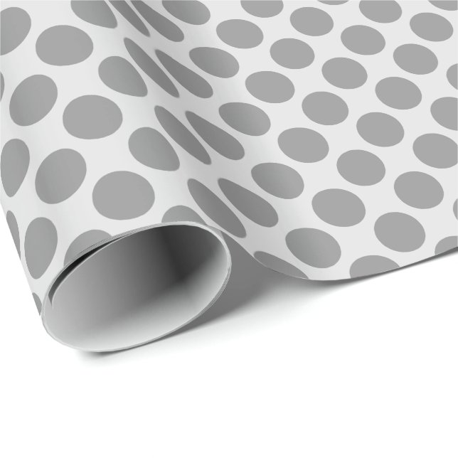 Papier Cadeau Grands rétros points - nuances de gris/de gris (Coin rond)