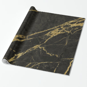 Papier Cadeau Granit noir et veines d'or 4