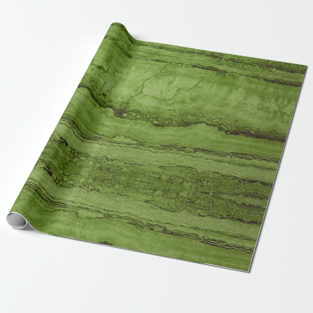 Papier Cadeau Granite abstrait vert | motif en marbre de pierre (Déroulé)