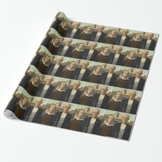 Papier Cadeau Grant Wood - gothique américain (Déroulé)