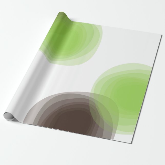 Papier Cadeau Graphique abstrait vert, moderne, simple, fleuri (Déroulé)