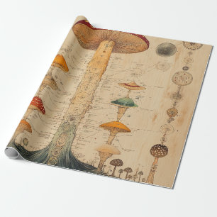 Papier Cadeau Graphique botanique de champignons vintage (11)