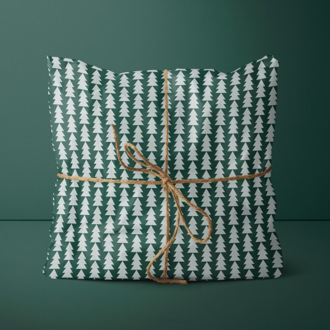 Papier Cadeau Graphique d'arbre de Noël vert bleu géométrique mo (Créateur téléchargé)