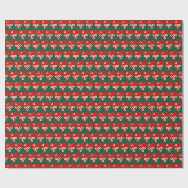 Papier Cadeau Graphique de cœur rouge avec perforations déchirée (Plat)
