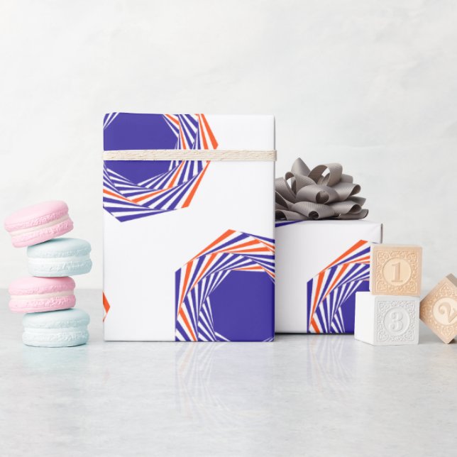 Papier Cadeau Graphique de la sphère d'encre bleue Motif d'art A (Baby Shower)