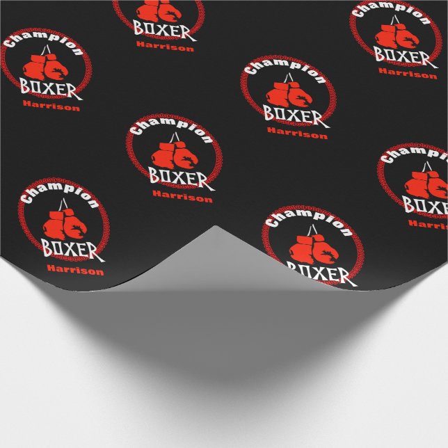 Papier Cadeau Graphique de thème de sport de boxe (Coin)