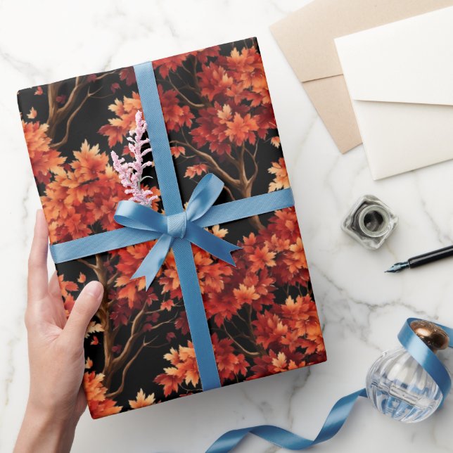 Papier Cadeau Graphique Motif sans couture Red Fall Maple Tree (Cadeaux)