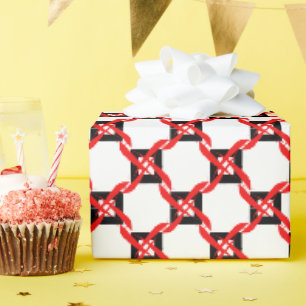 Papier Cadeau Graphisme abstrait rouge, noir et blanc
