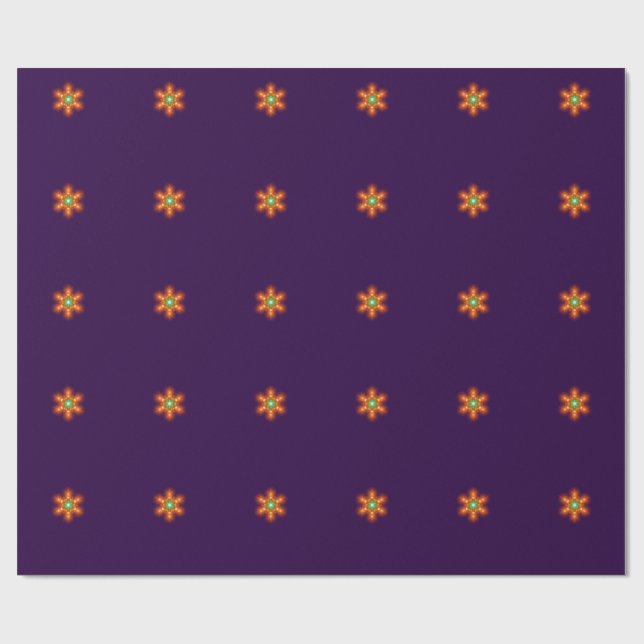 Papier Cadeau Graphisme de fleur à néon futuriste (Plat)