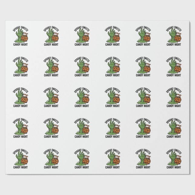 Papier Cadeau Graphisme de friandise effrayante de monstre de bo (Plat)