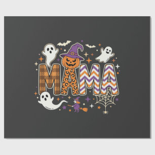 Papier Cadeau Graphisme de Maman Halloween Fantômes Sorcière et 