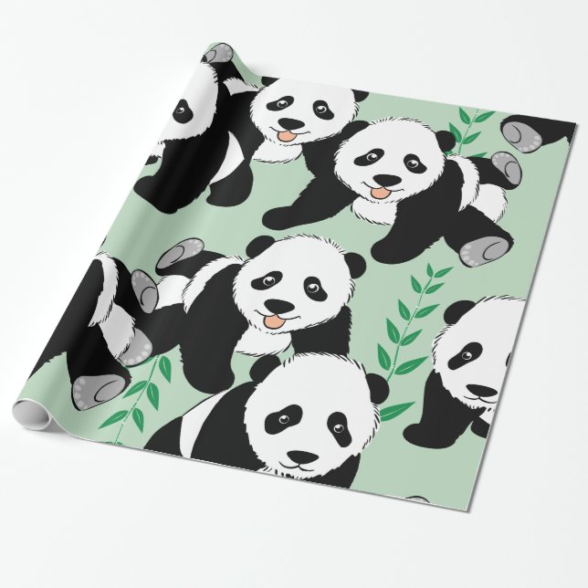 Papier Cadeau Graphisme des ours de panda (Déroulé)