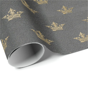 Papier Cadeau Graphite royal d'or de cottage sale gris de