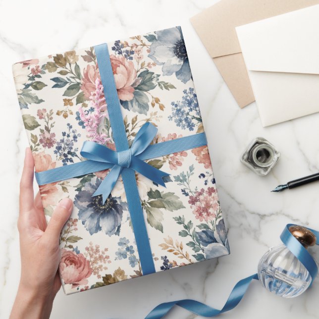Papier Cadeau Grappes d'aquarelle peintes à la main de luxe (Cadeaux)