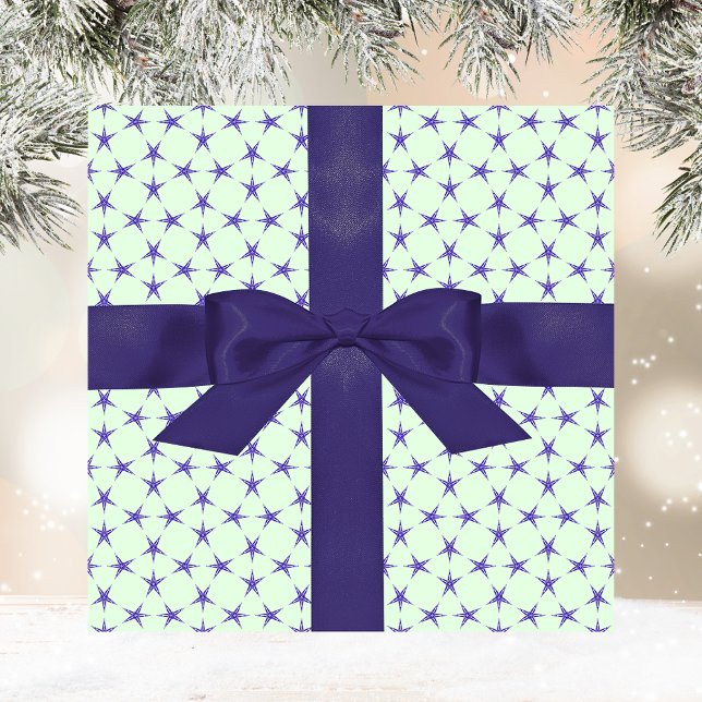 Papier Cadeau Gras aqua violet étoiles motif Noël (Créateur téléchargé)