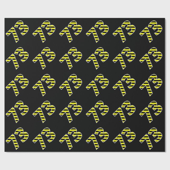 Papier Cadeau Gras, Black & Yellow Stripes 73 Numéro d'événement (Plat)