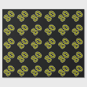Papier Cadeau Gras, Black & Yellow Stripes 80 Numéro d'événement