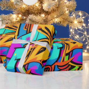 Papier Cadeau Gras Bright Colonnes Graffiti Street Art Motif