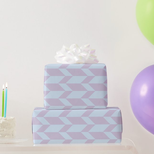 Papier Cadeau Gras Flèche à deux tons Chevron Grille Poudre Past (Cadeaux de fête)