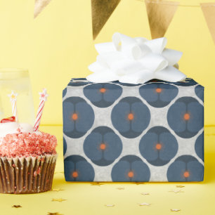 Papier Cadeau Gras minimaliste Pavot texturé Floral Bleu