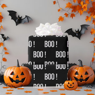 Papier Cadeau Gras noir "BOO !" Halloween