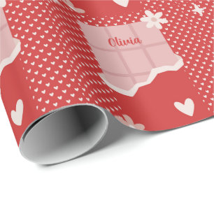 Papier Cadeau Gras Red Heart Love Design - Parfait pour Gi perso