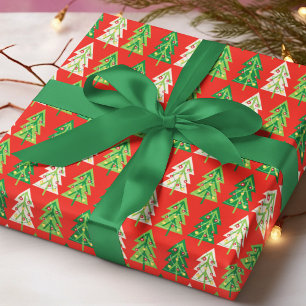 Papier Cadeau Gras tendance moderne Preppy arbres de Noël