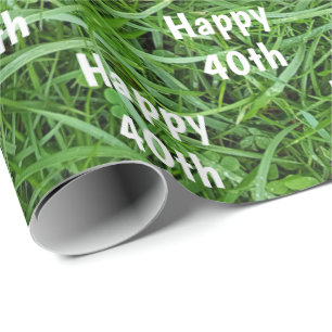 Papier Cadeau Grass vert 40e Anniversaire papier d'enveloppement