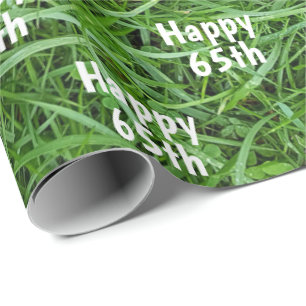 Papier Cadeau Grass vert 65e Anniversaire Papier d'enveloppement