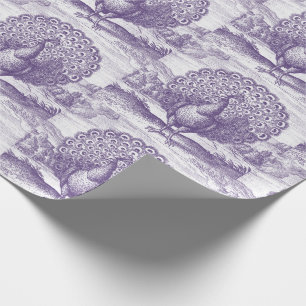 Papier Cadeau Gravure ancienne Paon Pourpre