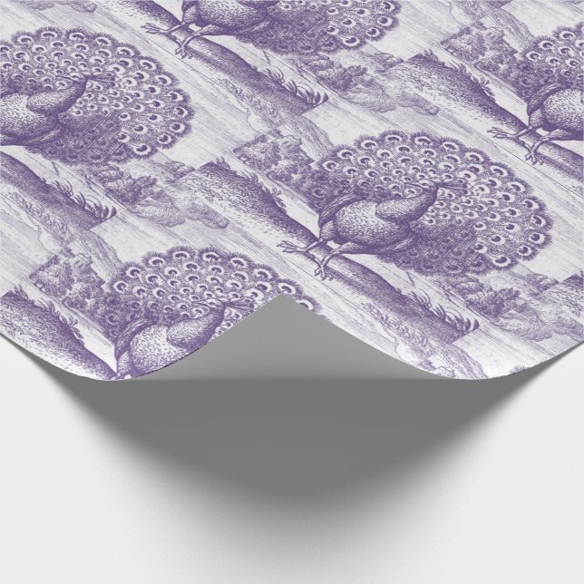 Papier Cadeau Gravure ancienne Paon Pourpre (Coin)