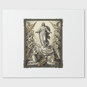 Papier Cadeau Gravure d'ange d'ascension vintage Vector Art_1