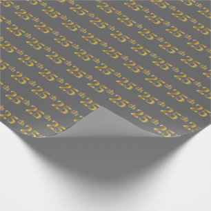 Papier Cadeau Gray, Faux Gold 25e (Vingt-cinquième)
