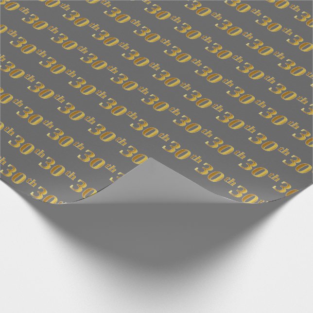 Papier Cadeau Gray, Faux Gold 30e (Trentième) Événement (Coin)